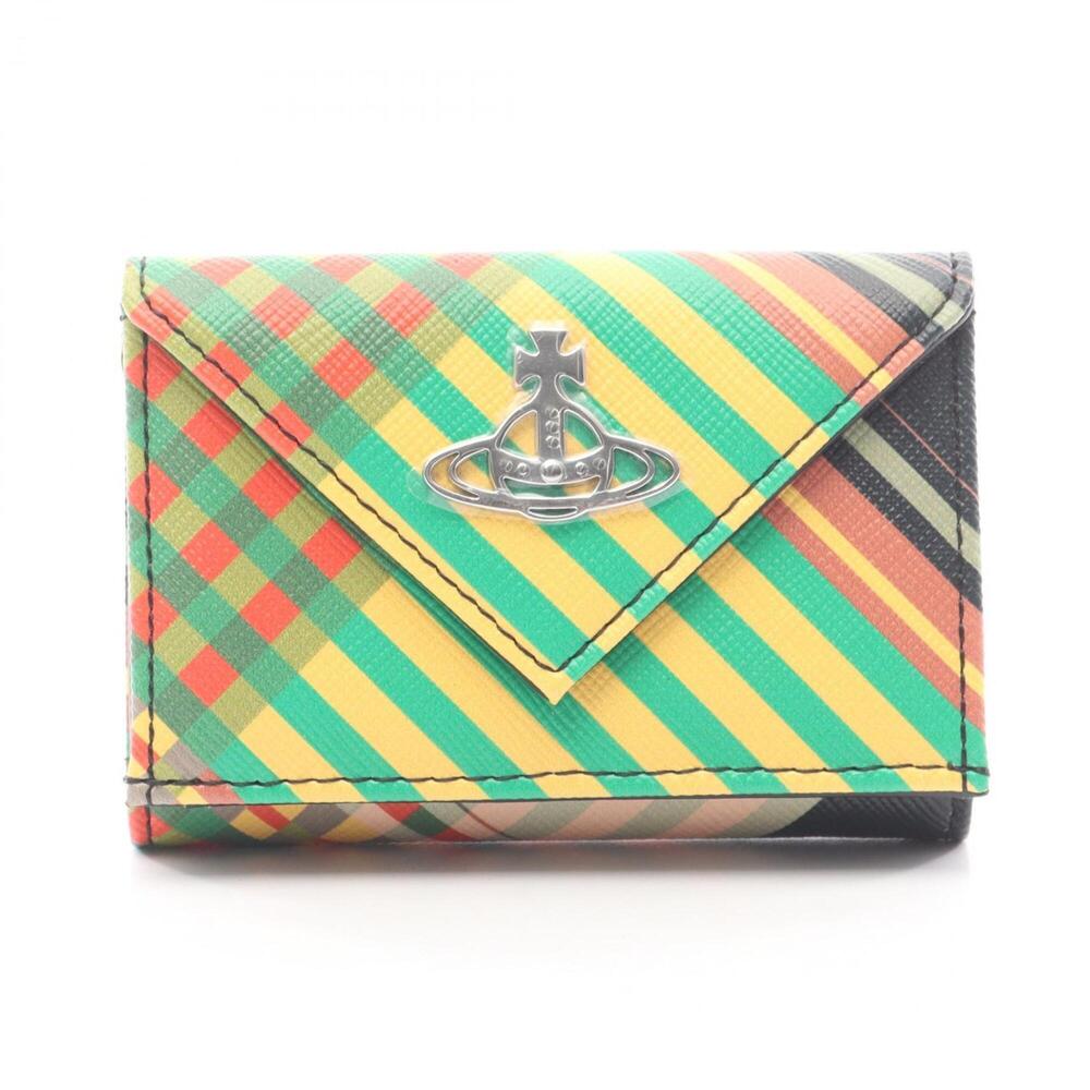 Vivienne Westwood ENVELOPE BILLFOLD SAFFIANO TARTAN Orb Tri-fold Wallet, Poly...
